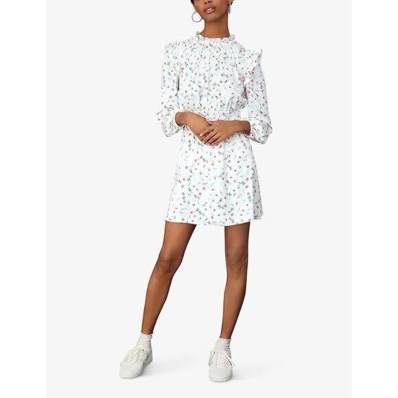 Maje Rustino Heart & Kisses Print Crepe De Chine Mini Dress - Picture 1 of 11